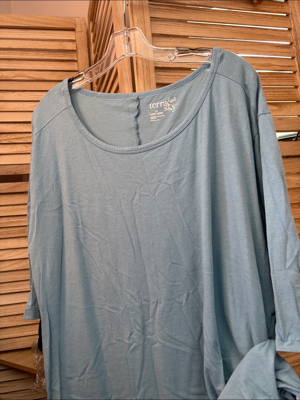 Terra & Sky Dusty Blue Scoop Neck Top 1X